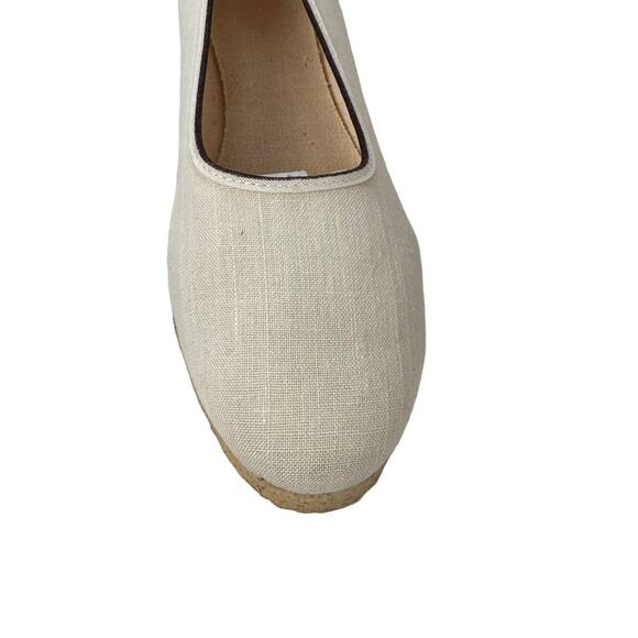 Canvas Ballet Flats Womens Size 10 Textured Rubber Outsole Cream Brown - Picture 7 of 12